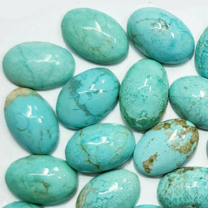 50012.8 - 12 x 8 mm Oval Cut Turquoise Cabochons Very Rare Natural Untreated Australian 'TurqOZ' for sale at Wholesale Price