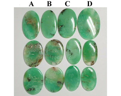 53531.0 - 4 lots with 3 pieces each of Natural Australian Oval Cut Cabochon Chrysoprase Size from 35 x 21 mm to 46 mm x 33mm Large but thin