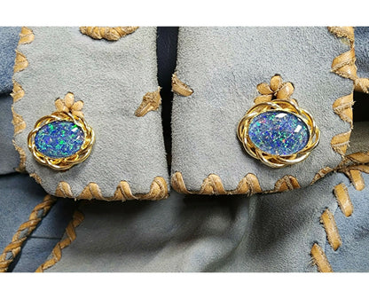 53942.0 - Gold Plated Sterling Silver Cuff Links set with Australian Made 18x13 mm Opal Triplets