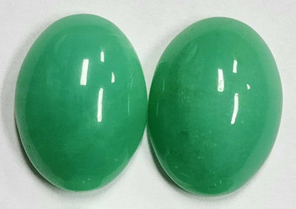 53926.0 - 19x14 mm Pair of Oval Cabochon Cut Natural Australian Chrysoprase for sale in Either a Light OR Slightly Deeper Shade of Green