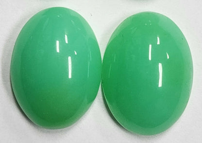 53926.0 - 19x14 mm Pair of Oval Cabochon Cut Natural Australian Chrysoprase for sale in Either a Light OR Slightly Deeper Shade of Green