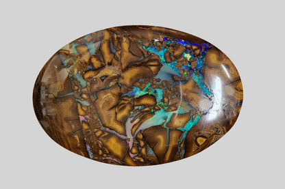 53682.0 - Australian Queensland Boulder Opal 77.10 cts 49mm Long x 33mm Wide x 5.4mm Deep Double Sided Perfect Bola Slide Size Unique Gem