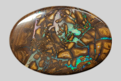 53682.0 - Australian Queensland Boulder Opal 77.10 cts 49mm Long x 33mm Wide x 5.4mm Deep Double Sided Perfect Bola Slide Size Unique Gem