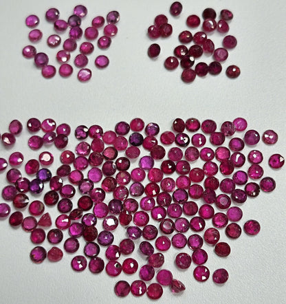 54022.0 - NOT Glass filled Very old Hand cut Natural Rubies Mixed color shades 3.1 to 3.2 mm Round Low budget Rubies OTHER SIZES available