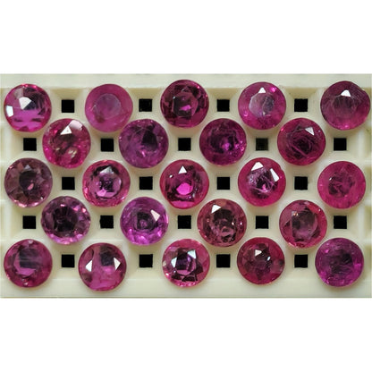 54022.0 - NOT Glass filled Very old Hand cut Natural Rubies Mixed color shades 3.1 to 3.2 mm Round Low budget Rubies OTHER SIZES available