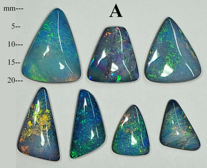 54073.0 - Unusual shaped Opal Doublets Made in Australia from Natural Australian Opal Lot A is 7 pcs 32.29 cts, Lot B is 10 pcs 26.98 cts