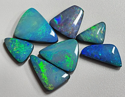 54073.0 - Unusual shaped Opal Doublets Made in Australia from Natural Australian Opal Lot A is 7 pcs 32.29 cts, Lot B is 10 pcs 26.98 cts