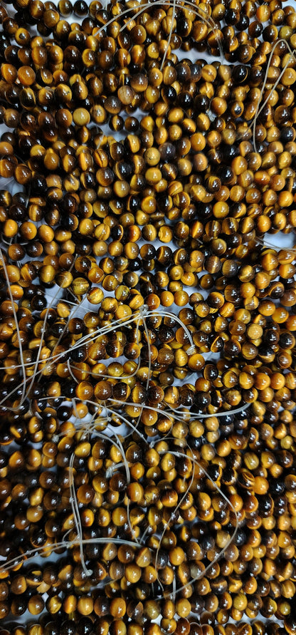 53991.0 - 40 cm Tiger's Eye Necklace 6 mm Round Beads Temporarily strung Very uniform quality Wholesale lots at reduced prices