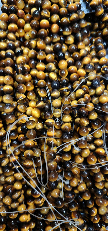 53991.0 - 40 cm Tiger's Eye Necklace 6 mm Round Beads Temporarily strung Very uniform quality Wholesale lots at reduced prices
