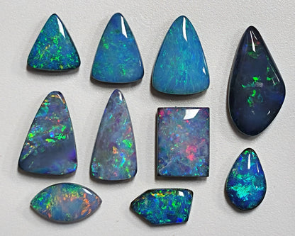 54073.0 - Unusual shaped Opal Doublets Made in Australia from Natural Australian Opal Lot A is 7 pcs 32.29 cts, Lot B is 10 pcs 26.98 cts