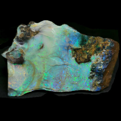 54081.0 - Australian Rough Boulder Opal specimen with the whole side covered with Opal and a flat base makes for a perfect ornamental piece