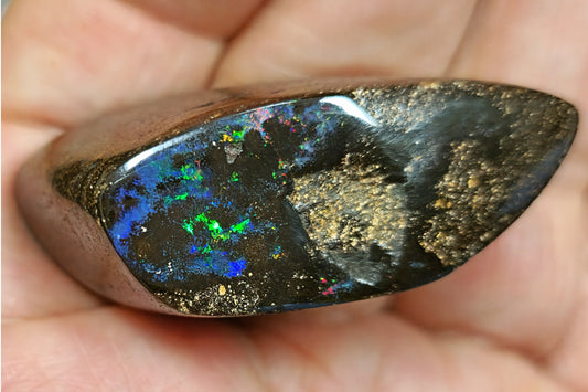 54082.0 - Høypolert australsk Queensland Boulder Opal-prøve eller dekorativt stykke med svært dyp svart opal-type blågrønn farge