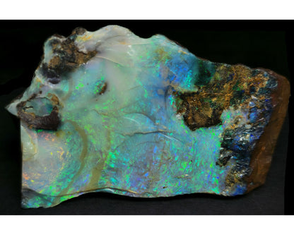 54081.0 - Australian Rough Boulder Opal specimen with the whole side covered with Opal and a flat base makes for a perfect ornamental piece