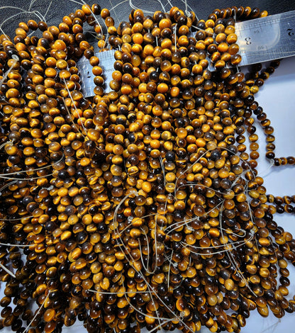 53991.0 - 40 cm Tiger's Eye Necklace 6 mm Round Beads Temporarily strung Very uniform quality Wholesale lots at reduced prices