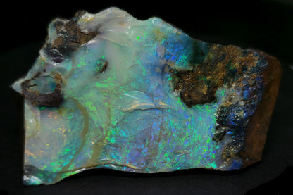 54081.0 - Australian Rough Boulder Opal specimen with the whole side covered with Opal and a flat base makes for a perfect ornamental piece