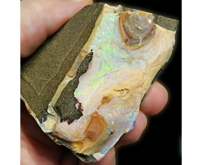 54086.0 - Two sided Australian Queensland Boulder Opal rough for sale 250 gr suitable for cutting or leave as opal specimen with flat base