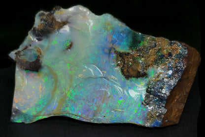 54081.0 - Australian Rough Boulder Opal specimen with the whole side covered with Opal and a flat base makes for a perfect ornamental piece