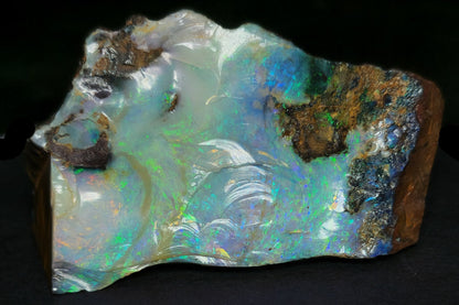 54081.0 - Australian Rough Boulder Opal specimen with the whole side covered with Opal and a flat base makes for a perfect ornamental piece