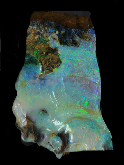 54081.0 - Australian Rough Boulder Opal specimen with the whole side covered with Opal and a flat base makes for a perfect ornamental piece