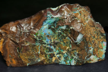 54081.0 - Australian Rough Boulder Opal specimen with the whole side covered with Opal and a flat base makes for a perfect ornamental piece