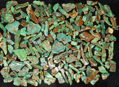 54087.0 - Australian Sliced Chrysoprase 3 to 5 mm thick, from 20 to 100 mm long, Ready to be shaped, 4 to 20 grams each, slightly tumbled