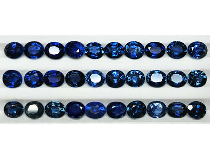 54106.0 - 3.7 x 3.2 mm Oval Cut Australian Mixed Blue Sapphire From Deep Royal Blue to Light Blue/Green and Teal Wholesale quantity & prices