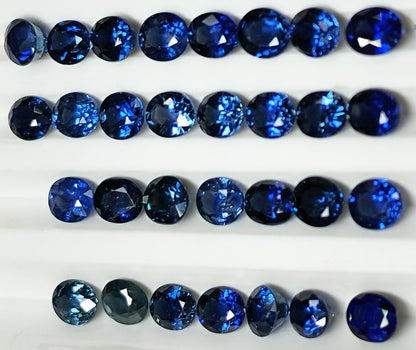 54106.0 - 3.7 x 3.2 mm Oval Cut Australian Mixed Blue Sapphire From Deep Royal Blue to Light Blue/Green and Teal Wholesale quantity & prices