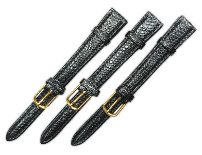 53657.0 - One Lot of 15 Black Leather Watch Straps 21cm Long and 15mm Wide