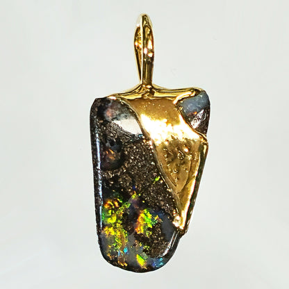 54446.0 - Boulder Opal in 999 Silver Created by SilverForm's special process in the 1970's then Gold Plated No longer made and few available
