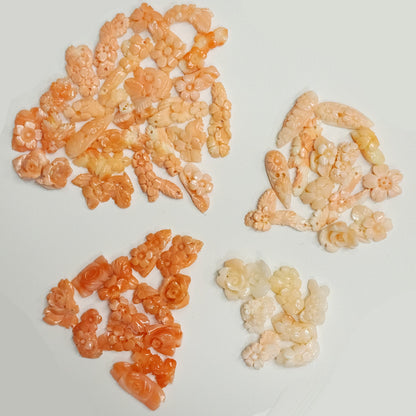 54015.0 - 3 Wholesale lots of 20 Natural non-treated Coral carvings from Taiwan for sale Sizes from 15 mm - 25 mm Total carat weight 208.73