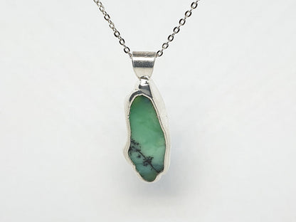 53448.0 - Hand Crafted 925 Silver and Pure Silver Pendant with Australian Chrysoprase from Queensland Made in Australia,  NOT made with COPPER!!