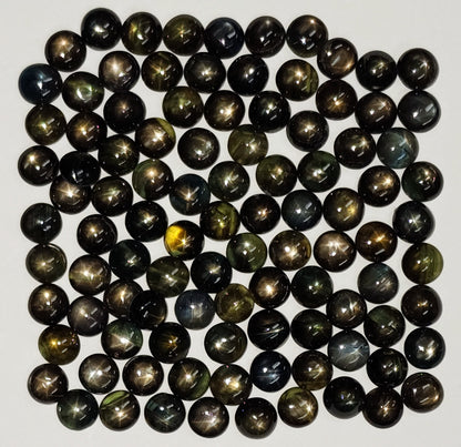 54146.0 - About 6 mm round cut Australian Star or sheeny Sapphires in MIXED colours including grayish, yellowish, brownish and blackish.