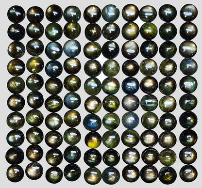 54146.0 - About 6 mm round cut Australian Star or sheeny Sapphires in MIXED colours including grayish, yellowish, brownish and blackish.