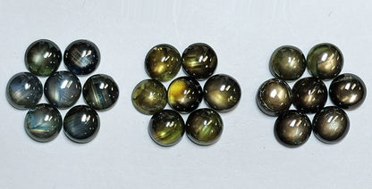 54146.0 - About 6 mm round cut Australian Star or sheeny Sapphires in MIXED colours including grayish, yellowish, brownish and blackish.
