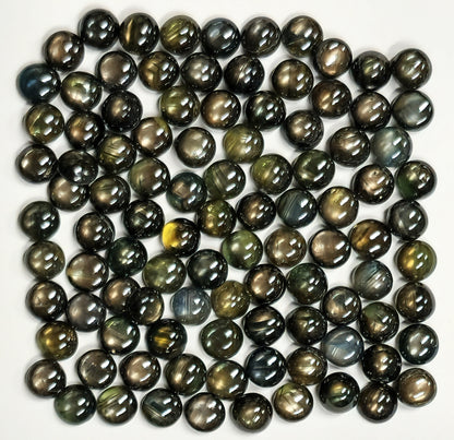 54146.0 - About 6 mm round cut Australian Star or sheeny Sapphires in MIXED colours including grayish, yellowish, brownish and blackish.
