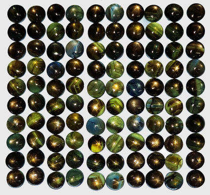 54146.0 - About 6 mm round cut Australian Star or sheeny Sapphires in MIXED colours including grayish, yellowish, brownish and blackish.