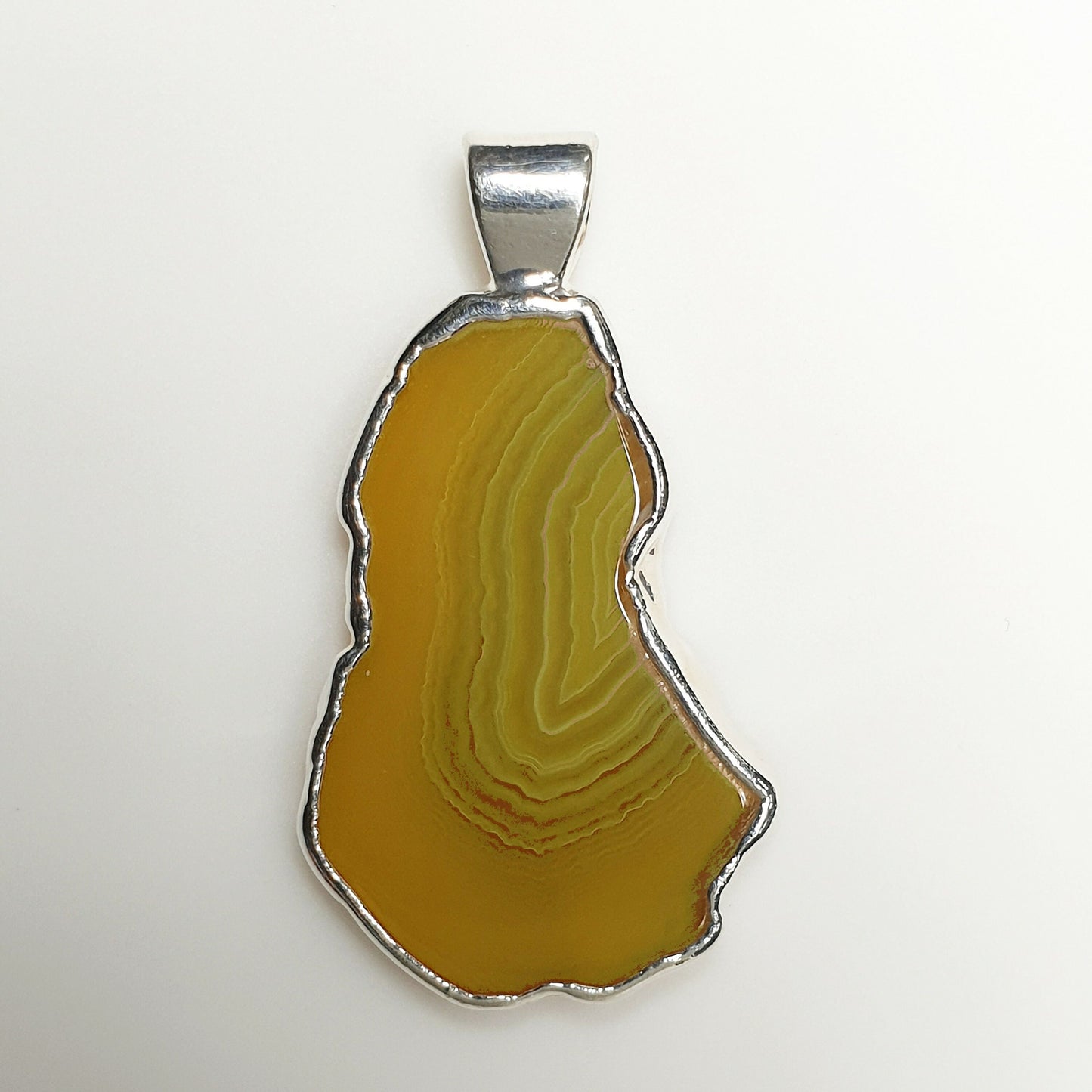 53605.6 – ONE Australian Made "SilverForm" Pendant with Agate from Agate Creek Qld set in PURE Silver + Complimentary Box and Plated Chain