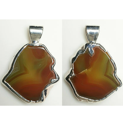53605.4 – ONE Australian Made "SilverForm" Pendant with Agate from Agate Creek Qld set in PURE Silver + Complimentary Box and Plated Chain