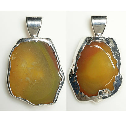 53605.5 – ONE Australian Made "SilverForm" Pendant with Agate from Agate Creek Qld set in PURE Silver + Complimentary Box and Plated Chain