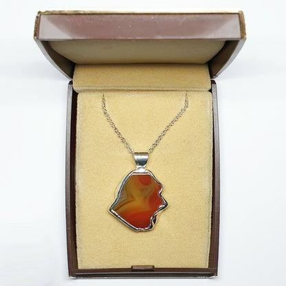 53605.4 – ONE Australian Made "SilverForm" Pendant with Agate from Agate Creek Qld set in PURE Silver + Complimentary Box and Plated Chain