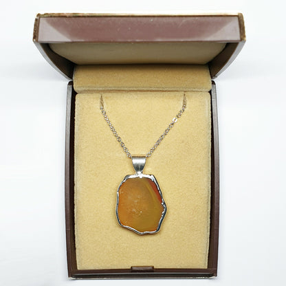 53605.5 – ONE Australian Made "SilverForm" Pendant with Agate from Agate Creek Qld set in PURE Silver + Complimentary Box and Plated Chain