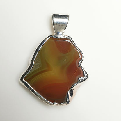 53605.4 – ONE Australian Made "SilverForm" Pendant with Agate from Agate Creek Qld set in PURE Silver + Complimentary Box and Plated Chain
