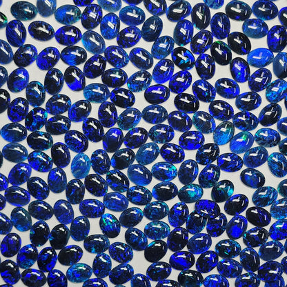 53946.0 - 8x6 mm Oval Cut Australian Opal Triplets For Sale in either Blue or Green or Red Colour or in a Combination of All Three Colours