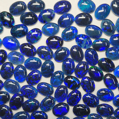 53946.0 - 8x6 mm Oval Cut Australian Opal Triplets For Sale in either Blue or Green or Red Colour or in a Combination of All Three Colours
