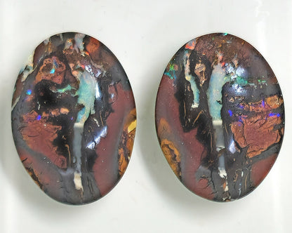 54095.0 - 4 Piece set of Australian Queensland Boulder Opal Earrings 24x18 mm + Pendant 31x21 mm + Ring 26x15 mm Total weight 68.30 carats