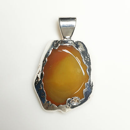 53605.5 – ONE Australian Made "SilverForm" Pendant with Agate from Agate Creek Qld set in PURE Silver + Complimentary Box and Plated Chain
