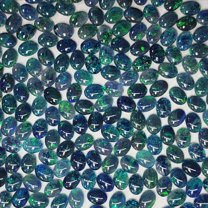 53946.0 - 8x6 mm Oval Cut Australian Opal Triplets For Sale in either Blue or Green or Red Colour or in a Combination of All Three Colours