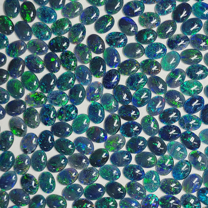 53946.0 - 8x6 mm Oval Cut Australian Opal Triplets For Sale in either Blue or Green or Red Colour or in a Combination of All Three Colours
