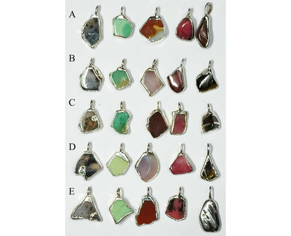 53962.0 - 5 pieces Australian Gemstones Set in pure silver Suitable as pendants, necklace, bracelet charms or earrings From 15 mm to 20 mm