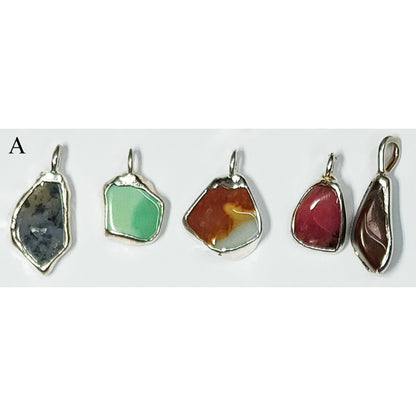 53962.0 - 5 pieces Australian Gemstones Set in pure silver Suitable as pendants, necklace, bracelet charms or earrings From 15 mm to 20 mm